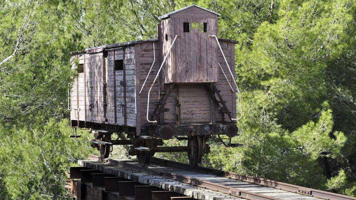 Ein Transport-Waggon aus dem Holocaust in Yad Vashem